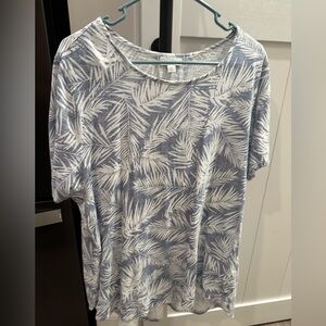 J. Jill Indigo and Ivory Patterned Blouse